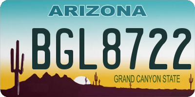 AZ license plate BGL8722