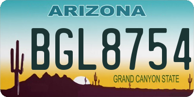 AZ license plate BGL8754