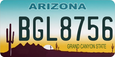 AZ license plate BGL8756