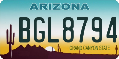 AZ license plate BGL8794
