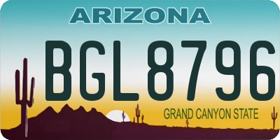 AZ license plate BGL8796