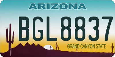 AZ license plate BGL8837