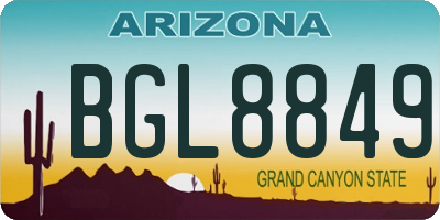 AZ license plate BGL8849