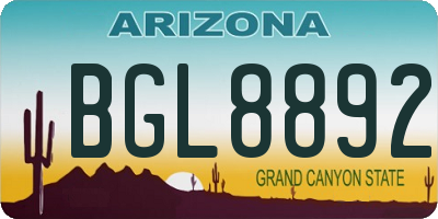 AZ license plate BGL8892