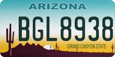 AZ license plate BGL8938