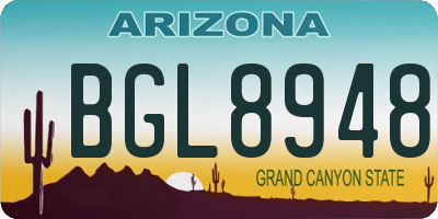 AZ license plate BGL8948