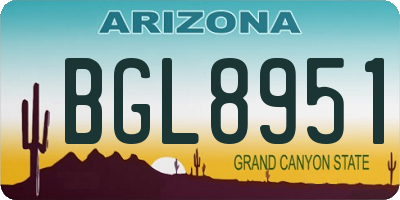 AZ license plate BGL8951