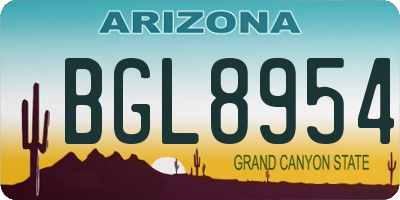 AZ license plate BGL8954