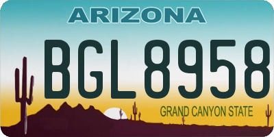 AZ license plate BGL8958