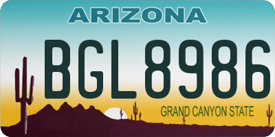 AZ license plate BGL8986