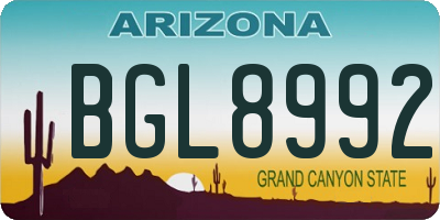 AZ license plate BGL8992