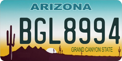 AZ license plate BGL8994