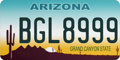 AZ license plate BGL8999