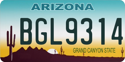 AZ license plate BGL9314