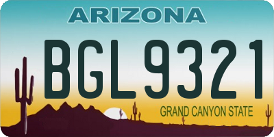 AZ license plate BGL9321