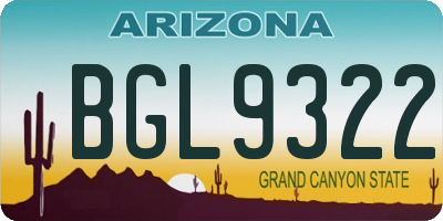 AZ license plate BGL9322