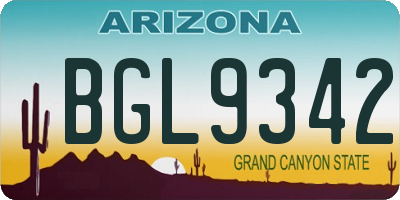 AZ license plate BGL9342