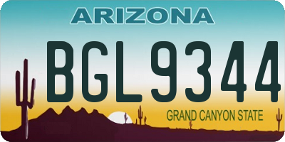 AZ license plate BGL9344