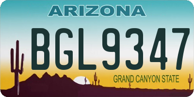 AZ license plate BGL9347