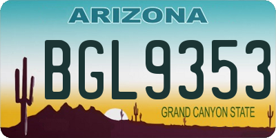 AZ license plate BGL9353