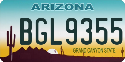 AZ license plate BGL9355
