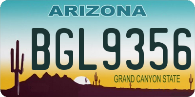 AZ license plate BGL9356