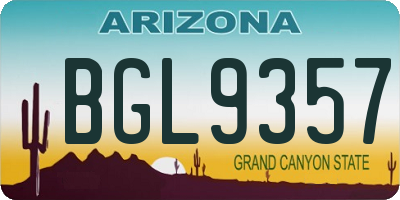 AZ license plate BGL9357