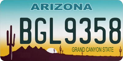 AZ license plate BGL9358