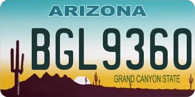 AZ license plate BGL9360