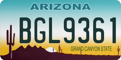 AZ license plate BGL9361
