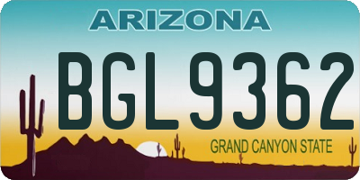 AZ license plate BGL9362