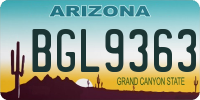 AZ license plate BGL9363
