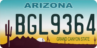 AZ license plate BGL9364