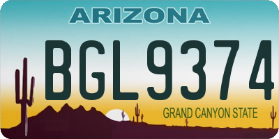 AZ license plate BGL9374