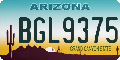 AZ license plate BGL9375