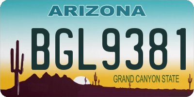AZ license plate BGL9381