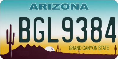AZ license plate BGL9384