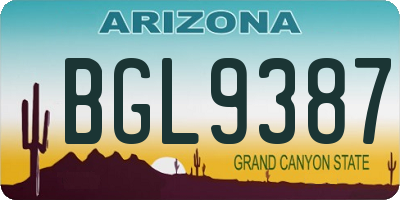 AZ license plate BGL9387