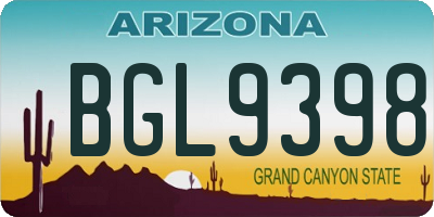 AZ license plate BGL9398
