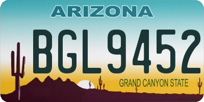 AZ license plate BGL9452