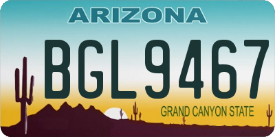 AZ license plate BGL9467