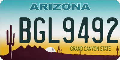 AZ license plate BGL9492