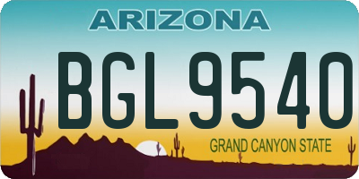 AZ license plate BGL9540