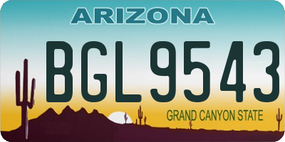 AZ license plate BGL9543