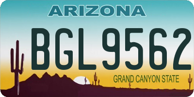 AZ license plate BGL9562