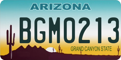 AZ license plate BGM0213