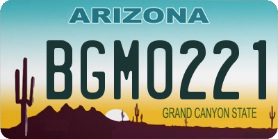 AZ license plate BGM0221