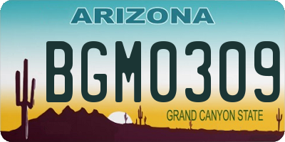 AZ license plate BGM0309