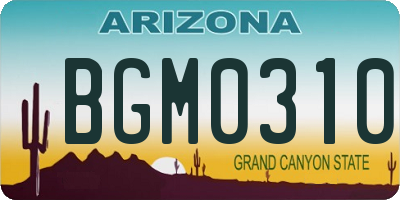 AZ license plate BGM0310