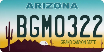 AZ license plate BGM0322